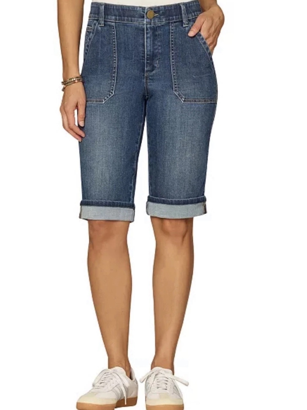 Democracy Shorts Womens 8 Blue Bermuda Denim Absolutions Slimming NWT